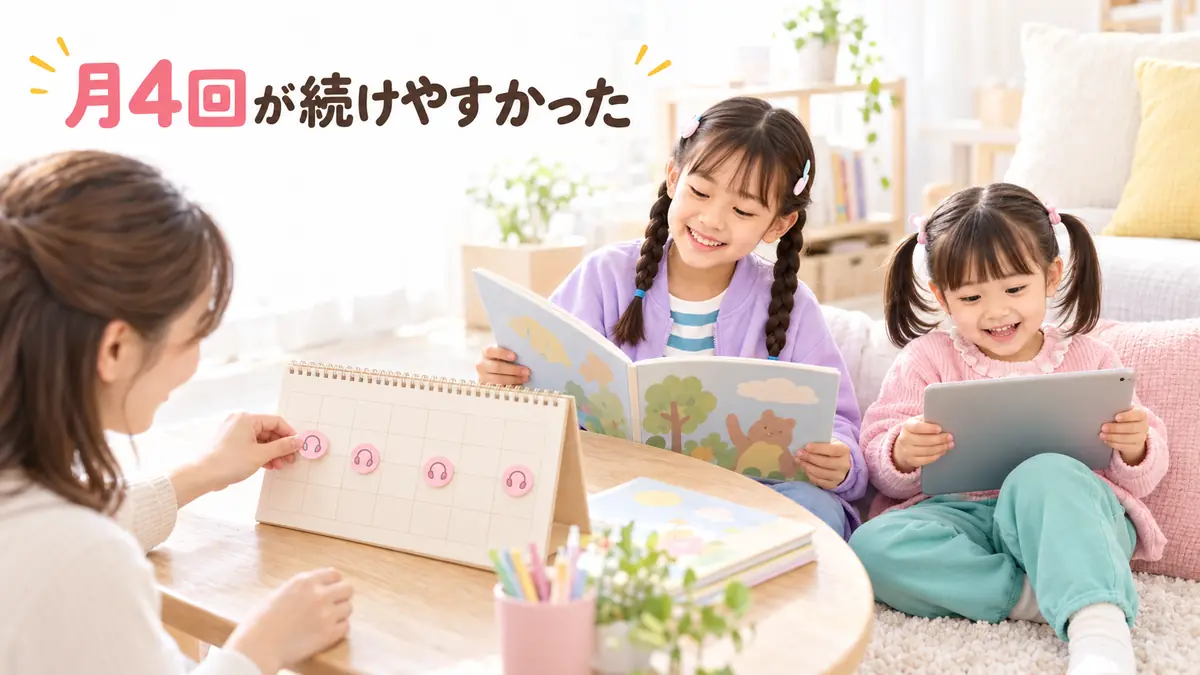 週1回ほどのレッスンと絵本や動画を組み合わせる家庭の予定