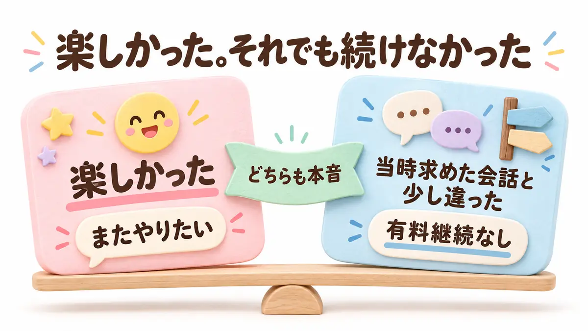 楽しかった体験と有料継続しなかった判断はどちらも本音
