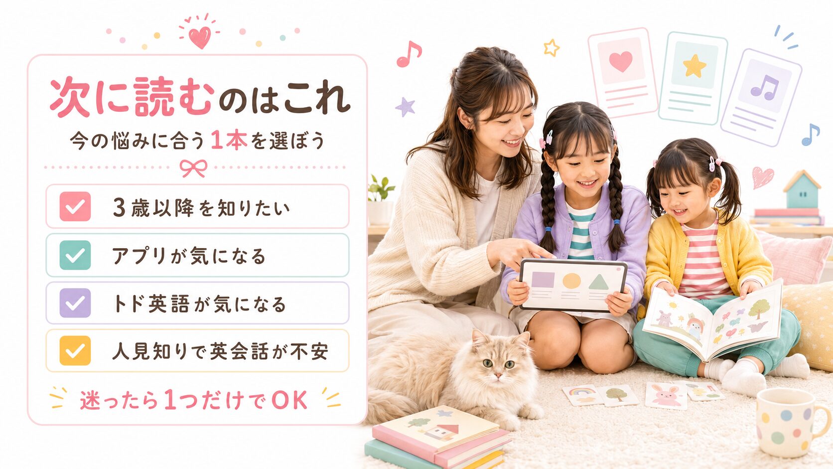 子どもの状況に合わせて次に読む記事を選べる、おうち英語の判断補助画像