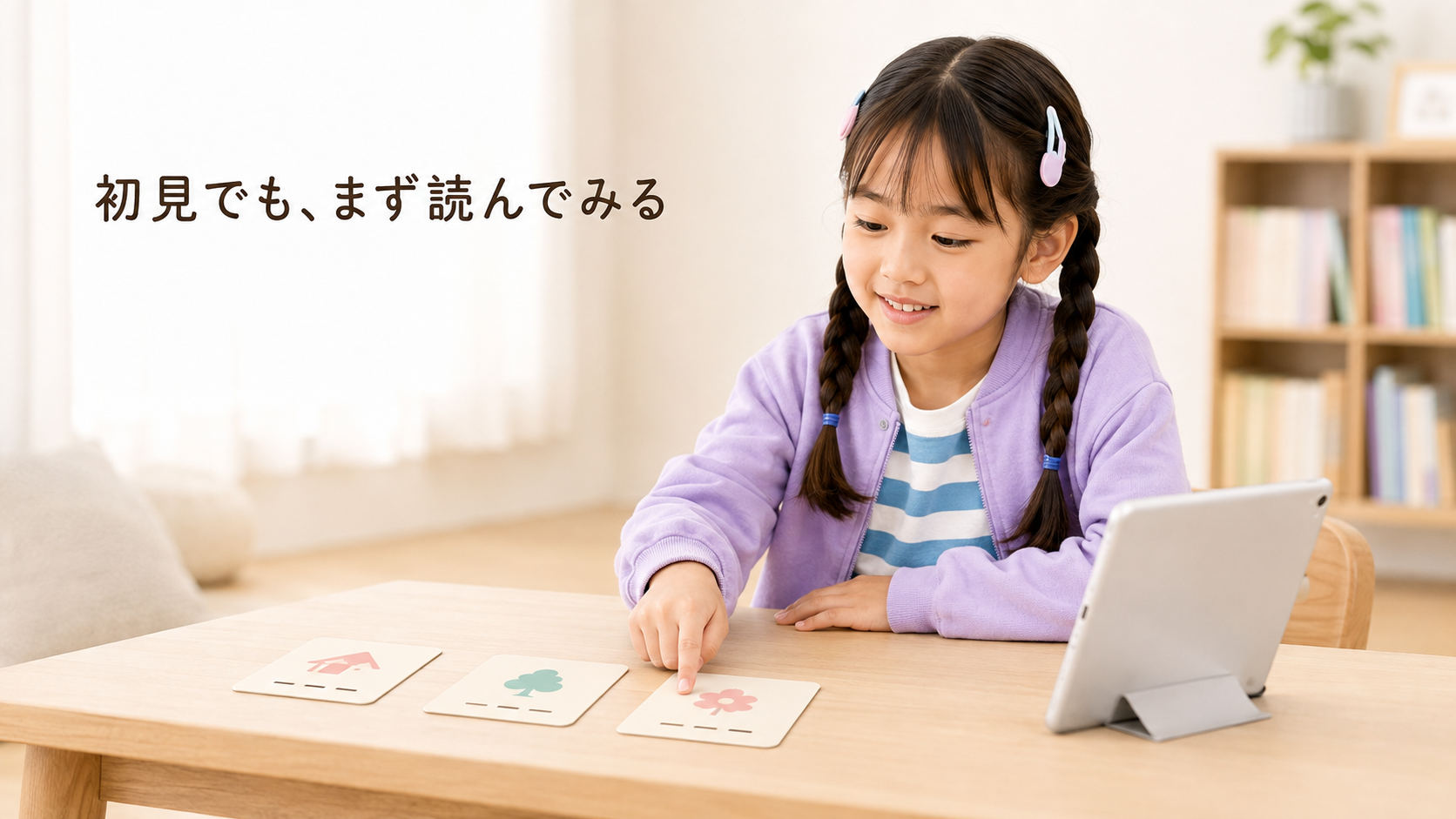 初めて見る英文でも絵や前後の内容を手がかりに読もうとする長女