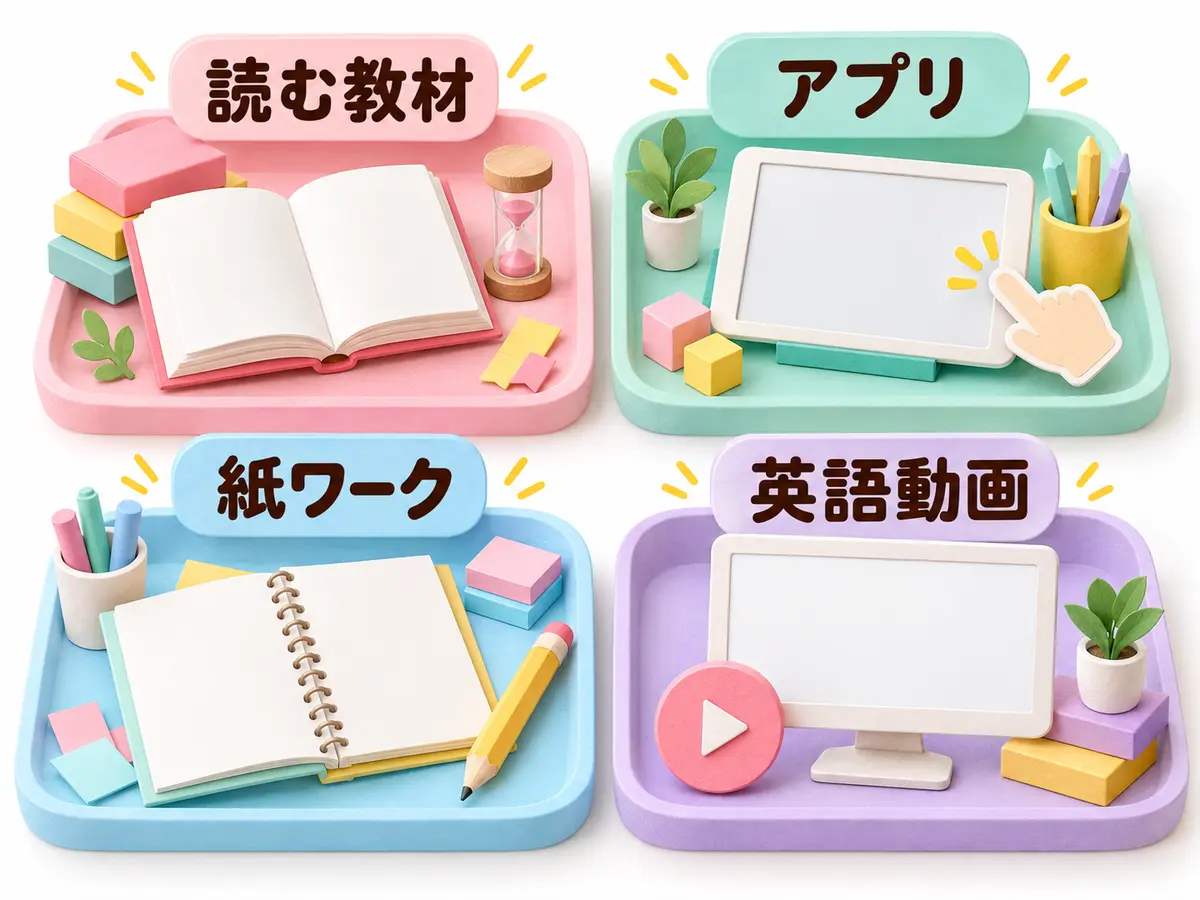 読む教材・アプリ・紙ワーク・英語動画で見られた難しさのサイン