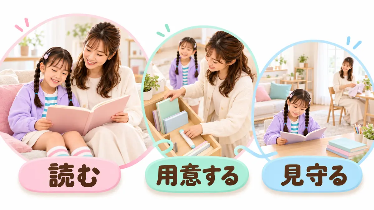母の役割が読み聞かせから本や音声を用意して見守る形へ変わった流れ